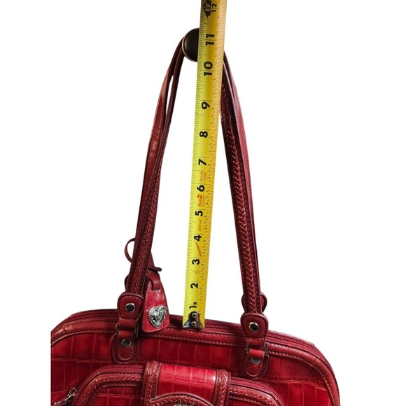 M.C. Marc Chantal Red Crocodile Embossed Leather Shoulder Handbag Purse *Read - Picture 15 of 16